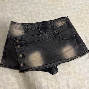 Women's Black Denim Shorts Acid Wash